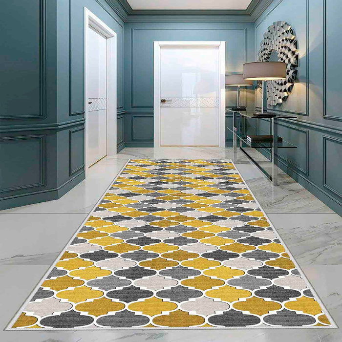 Conceptum Alfombra 100x150 cm Gris, Mostaza y Gris Oscuro